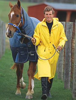 man wearing polyester duster